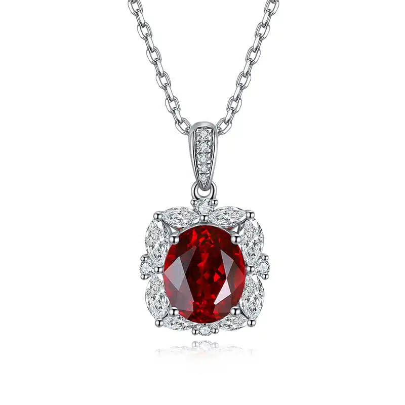 3.6ct oval cut lab grown ruby pendant necklace (Copy)